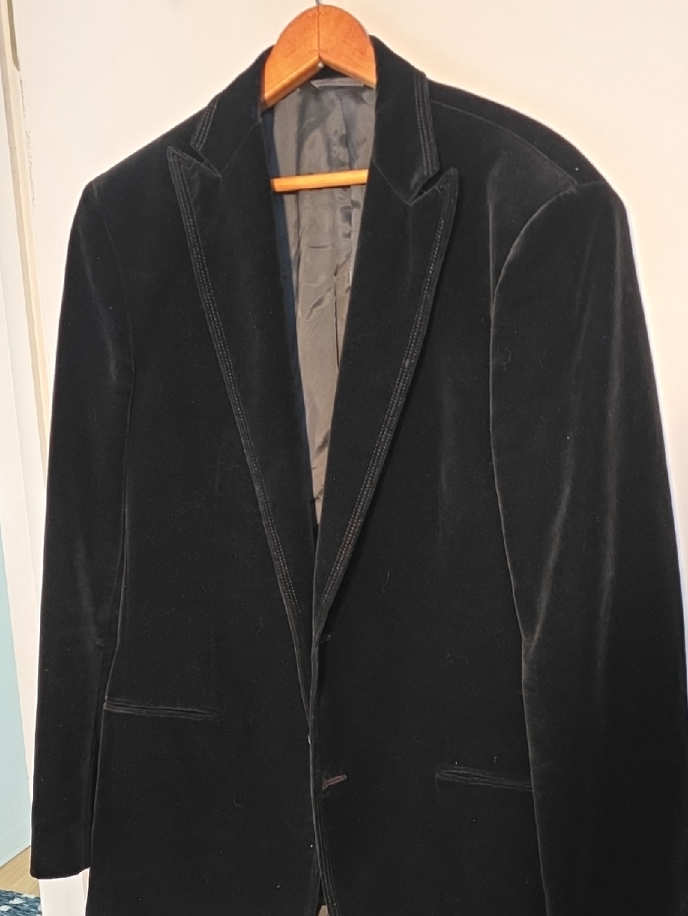 John Varvatos Black Velvet Sport Coat - Single-Breasted 42L Perfect Condition